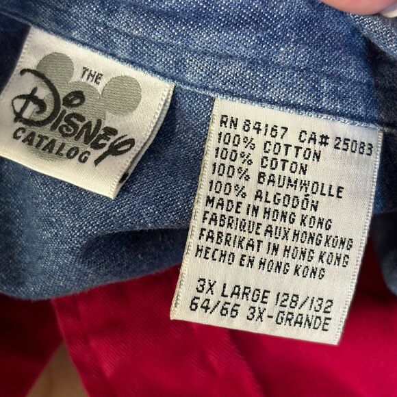 Disney Store Men Shirt Button Down Canvas Denim Goofy Vintage Red 3X J162 - Picture 8 of 10